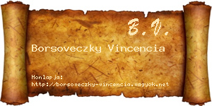 Borsoveczky Vincencia névjegykártya